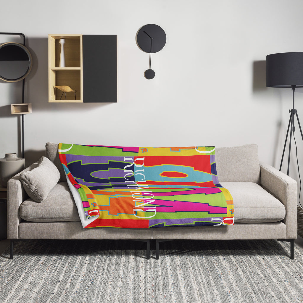 Grey sofa with 804 Pop-Art Throw Blanket